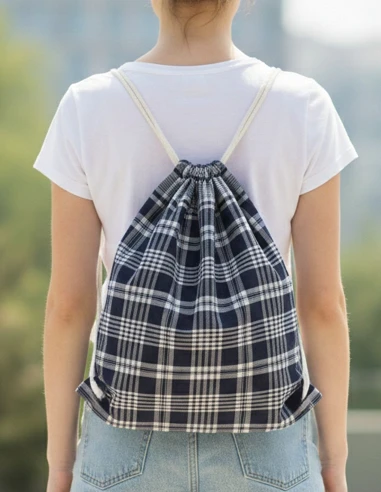 Blue Herbal Checkered Backpack